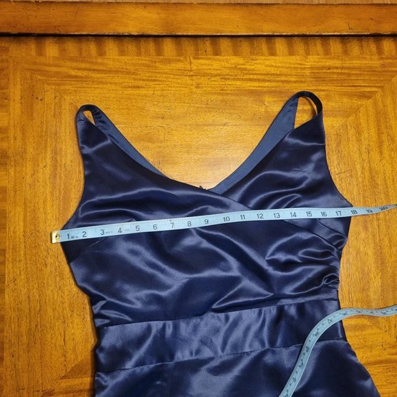 Aria Blue Satin Wrap Top Dress - Picture 13 of 14